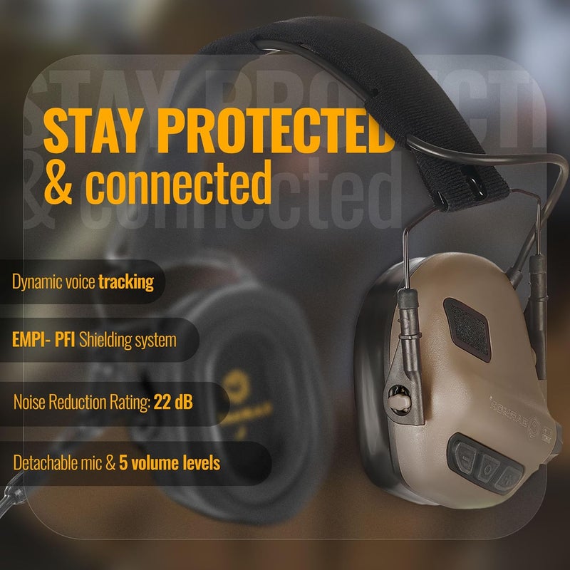 EARMOR M32 PLUS Tactical Headset for Helmet - Noise Canceling Headphones with mic for Shooting & Hunting Earmuffs, Nato TP120 Jacket Tan - Image 2